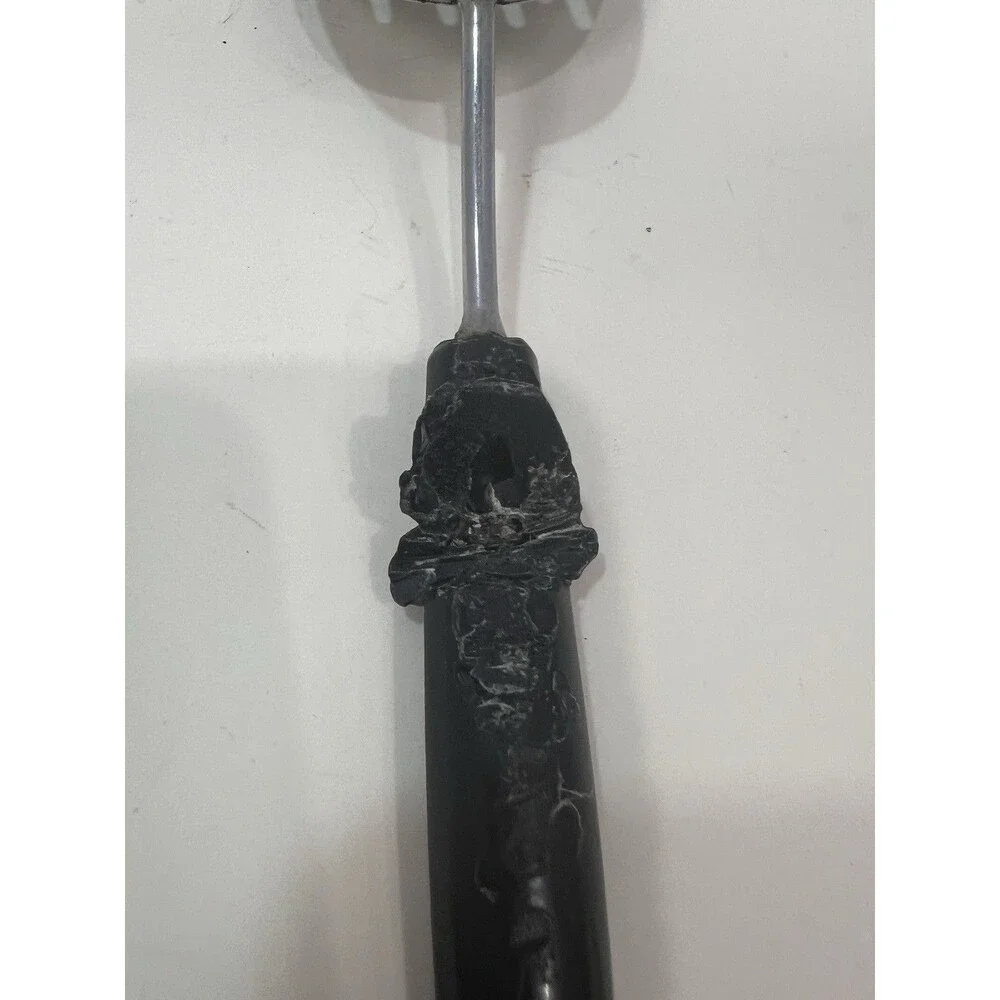 EKCO Spatula Slotted Angled  Chromium Plated Black Handle USA 13” Melt Marks
